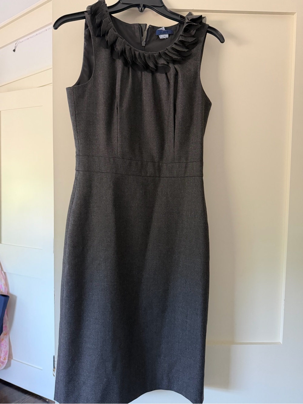 J. Crew Black Ruffle-Neck Sheath Dress